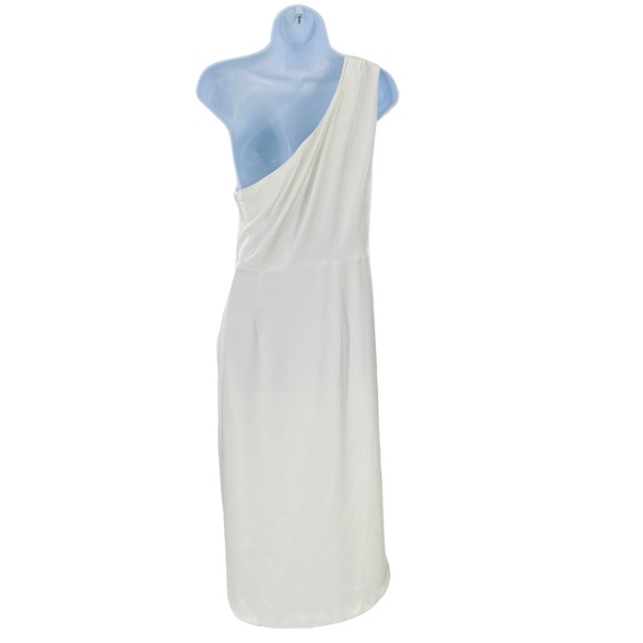 ELLIATT NEW Cassini Satin Formal One Shoulder Midi Dress in Ivory Size L - Picture 6 of 11